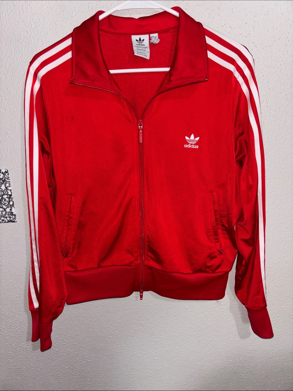 adidas Red Track Zip-Up Jacket (size Large)